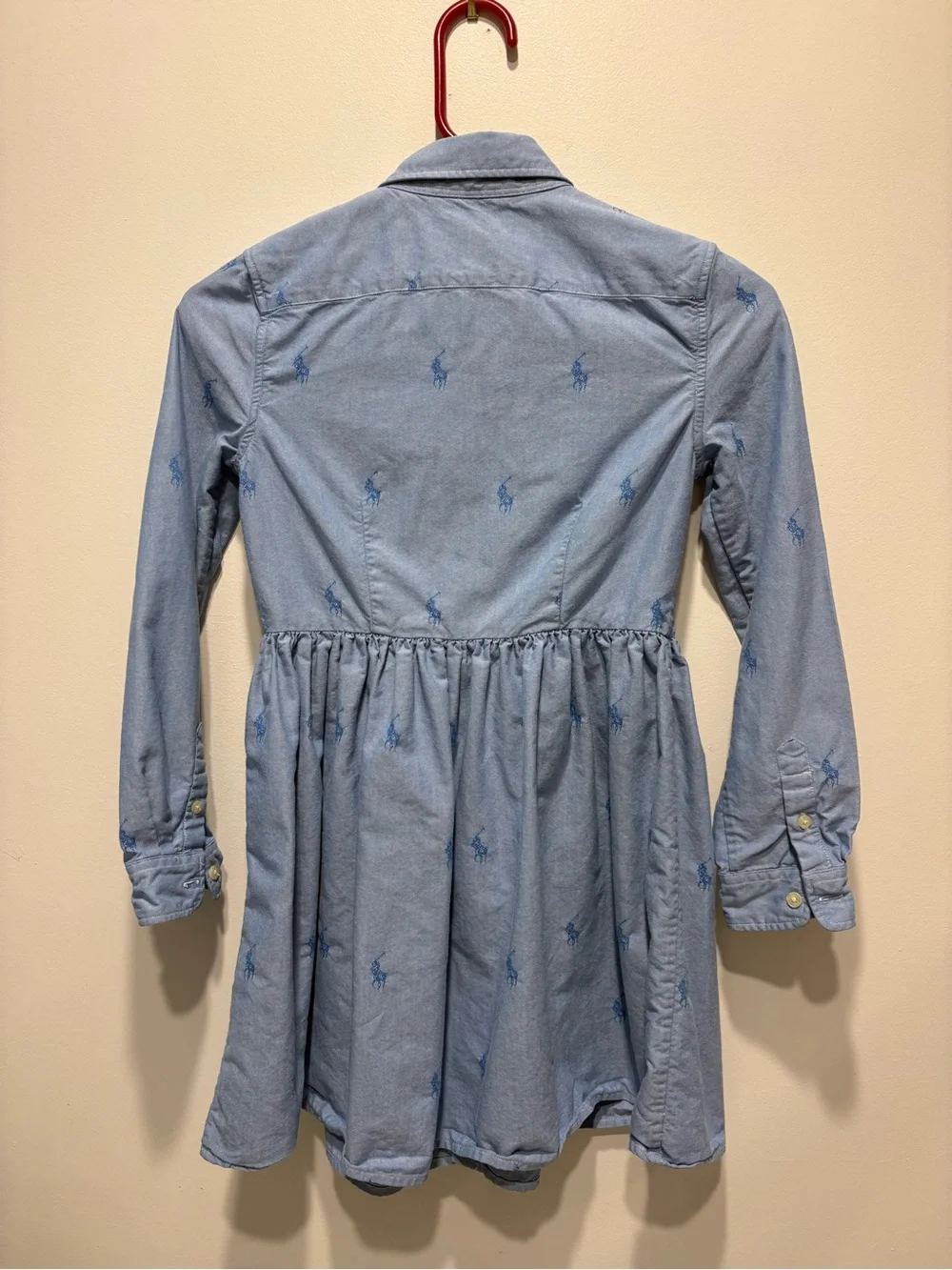 Girls Ralph Lauren button down shirt dress Pony logo size 10